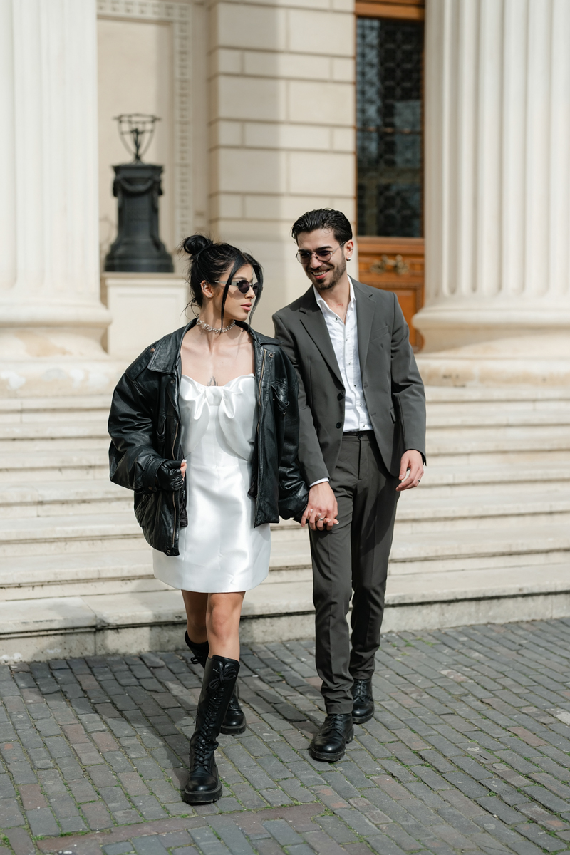 Cununie civilă în stil street în București – eleganță urbană la Ateneul Român